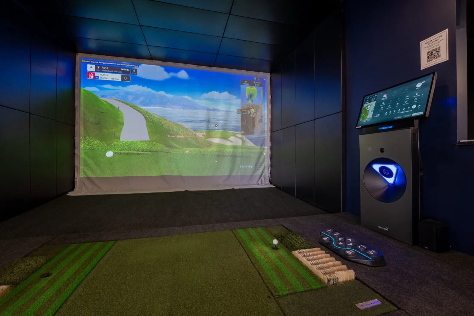 A Golfzon NX simulator bay at 2-1-Fore Golf, Richardson, TX